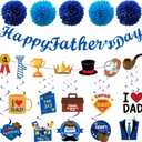 Fathers Day Party Decorations  27PCS Set with 10 Hanging Swirls & Cutouts, 2 Banners, 5 Blue Tissue Pom Poms  Happy Fathers Day Supplies for Dads Party