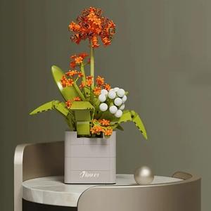 Artificial Flower Bouquet Building Set for Adult,Mini Plant Bonsai Tree Friend Set for Girl,Botanical Collection Gift for Kids,Orchid Building Blocks Birthday Gift for Mom Women Wife Girlfriend