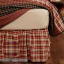 VHC Brands Beckham Plaid Cotton Rustic Split Corners Gathered Queen Bed Skirt, 60x80x16, Rust Red