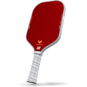 Pickleball Paddles, Carbon Fiber Pickleball Paddle with a 16mm Shark Power Polymer Core, The Pickleball Rackets Designed for Ultimate Spin & Consistency (Red - Carbon Fiber & Kevlar)