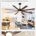 Fanbulous Ceiling Fan with Light, 72 inch Large Black Ceiling Fan with Light and Remote, Indoor/Outdoor use for Living Room Patio, 6 Speeds, Reversible Quiet DC Motor, 3 CCT, Bi-color 8 Blades