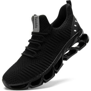 FRSHANIAH Men Athletic Shoes Breathable Running Shoes Non-Slip Fashion Sneakers (9.5, 1924 Black)