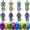 Anditoy 8 Pack Jumbo Police & Soldier Deformation Eggs Prefilled Easter Eggs with Toys Inside for Kids Boys Girls Easter Basket Stuffers Gifts Party Favors
