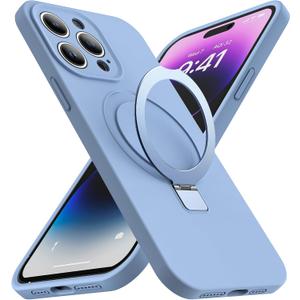 Designed for iPhone 13 Pro Case with Magnetic Invisible Stand Compatible with Mag-Safe Military Drop Tested Shockproof Silicone Phone Cases for Women Men 6.1'', Blue