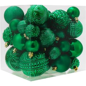 Christmas Ball Ornaments Green Christmas Tree Decorations with Hang Rope-36pcs Shatterproof Christmas Ornaments Set with 6 Styles in 3 Sizes(Small Medium Large) Christmas Ball Ornaments Green Christmas Tree Decorations with Hang Rope-36pcs Shatterproof Christmas Ornaments Set with 6 Styles in 3 Sizes(Small Medium Large)