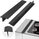 2 PCS Expandable Stainless Steel Stove Gap Covers (13.8"-27.5"), Kitchen Counter Filler Strip,Easy Retractable Length Cooktop Trim KitOven Gap FillerHeat Resistant Guard Between (Black)