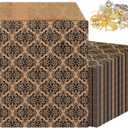200 Pcs Damask Kraft Paper Jewelry Bags 3 x 4 Inch Jewelry Travel Pouches Storage Bags Bulk Small Jewelry Organizer Pouches with Brown Black Damask for Women Holiday Gift Presents Packaging