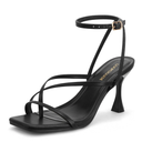 Women's Strappy High Heels Sandals Square Open Toe Ankle Strap Slingback Thong Stilettos Shoes for Wedding 9