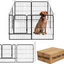 Dog Playpen, 32 in(H) Pet Fence Outdoor for Rv Camping, Garden Fence Animal Barrie for Yard, Total 8 Panels with Gate 18.6Ft(L) Black Metal Temporary Fencing