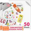 Koala Sublimation Sticker Paper Matte White Waterproof Vinyl 8.5x11 inch 25 Sheets, 2 Packs Total 50 Sheets Quick Dry Vivid Colors Holds Ink well