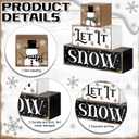 3 Pcs Winter Let It Snow Tiered Tray Decor Table Sign Winter Theme Wood Decorations Centerpiece Decor for Party Gift Desk(Snowman Style)