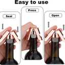 3pcs Champagne Stoppers, Stainless Steel & Silicone Bottle Cork Leak-Proof Keep Bubbles Fresh Champagne Sealers & Wine Savers Reusable Wine Stopper for Cava Prosecco and Sparkling (Rose Gold)