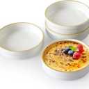 Cinf 6oz Ceramic Ramekins Set of 4 Oven Safe Shallow Pudding Cups for Creme Brulee, Souffl, and Desserts