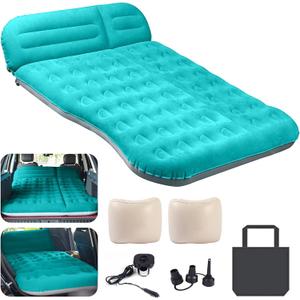 SUV Air Mattress,Thickened Flocked Camping Bed for Car Trunk & Back Seat  Includes Electric Pump & 2 Foot Pedals  Portable Inflatable car Mattress for Camping,Sleeping