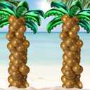 100 Pcs Palm Tree Leaves Balloons Coconut Balloons Set 10 Foil Green Coconut Tree Leaves Balloon 90 Brown Latex for Hawaii Luau Tropical Party Birthday Baby Shower (Stylish Color)