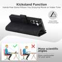 for Samsung Galaxy S25-Wallet Case: for Galaxy S24 Case with RFID Blocking Card Slots (6 Cards) | Soft PU Leather Magnetic Snap Zipper Pocket | Wrist Strap Protective Phone Cover - Black