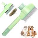 XANGNIER Pet Hair Removal Comb One-Click Self-Cleaning Grooming Brush, De-Shedding Comb for Short & Long Hair, Pet Grooming Supplies for Cats & Dogs (Green)
