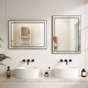 30X22 Inch Black Bathroom Mirror with Double Layer Beveled Edge, Framed Rectangular Vanity Wall Bathroom Mirrors for Over Sink, Bedroom, Living Room, and Hotel, Anti-Corrosion & Easy to Install