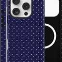 Magnetic Case for iPhone 15 Pro, Compatible with MagSafe, Aesthetic Polka Dot Cute Design for Women, Hybrid 2-Layer Hard Shell Phone Cover, Blue