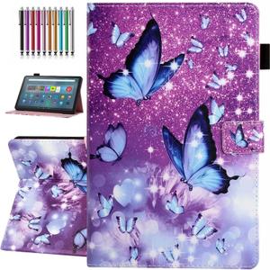 Case for Amazon Fire Max 11 Tablet (13th Generation, 2023 Release), Auto Wake/Sleep, Premium PU Leather Folding Stand Cover with Pen Holder & Multiple Viewing Angles - Butterfly