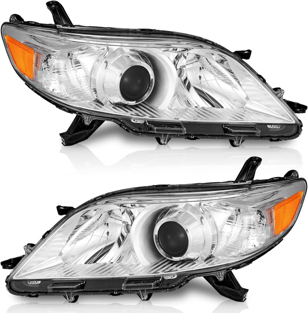 WEELMOTO Headlights Assembly Compatible with 2011-2020 Toyota Sienna Headlamp Replacement Chrome Housing Amber Reflector Driver & Passenger Side WEELMOTO Headlights Assembly Compatible with 2011-2020 Toyota Sienna Headlamp Replacement Chrome Housing Amber Reflector Driver & Passenger Side