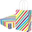 VGOODALL 24 Pack Gift Bags, 5.5x2.8x8 Inches Reusable Party Favor Bags with Handles, Decorative Color Stripes for Birthday Wedding Holiday Gift Wrapping Supplies