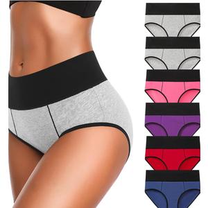 Eiggam Underwear for Women Cotton High Waist Panties Full Coverage Briefs Soft Strech Ladies Breathable Panties-Multi Pack 6 Pack XL
