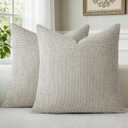 Moment Grey-Beige Chenille Throw Pillow Covers 20x20 Inch Pack of 2 Modern Decorative Throw Pillow Cases Farmhouse Cross Throw Pillowcases Home Decor for Sofa Bedroom Living Room