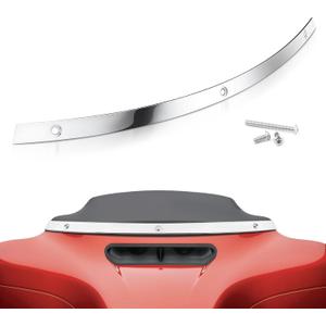 Amazicha Polished Chrome Windshield Trim Stainless Windscreen Trim Batwing Motorcycle Windshield Trim Fit for Harley Davidson Touring Street Glide Electra Glide Ultra Limited Tri Glide 2014-2024