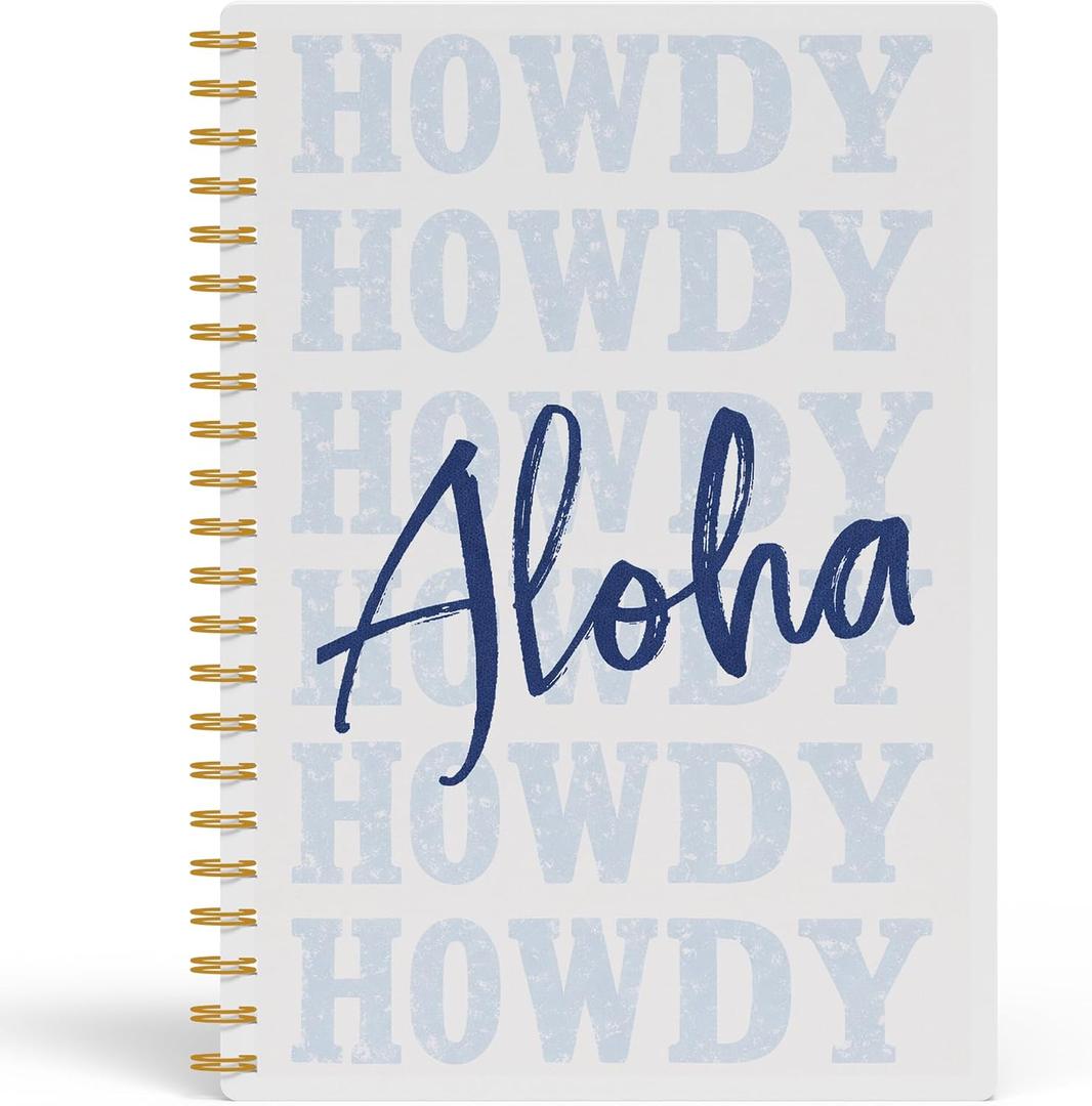 2 x Blue Western Notebook Journal, Aloha Howdy Trendy Coastal Cowgirl Journal for Women, Cowgirl Gifts Stuff, Blue Preppy Girly Aesthetic Notebook, 5.5x8.3 Inches 814