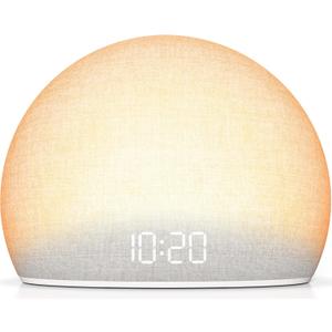 HOUSBAY Sunrise Alarm Clock with White Noise Sound Machine  Wake-Up Light for Bedroom, 5 Gentle Alarm Sounds, 20 Soothing Sleep Sounds, Dimmable Display, Phone-Free Bedside Clock