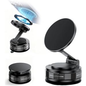 Magnetic Phone Holders for Your Car,360Adjustable Car Mount,Vacuum Suction Cup Phone Mount (Black- Disc)