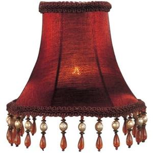 Livex Lighting S158 Bell Clip Chandelier Shade with Amber Beads, 3" x 6" x 5", Red Silk