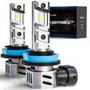 FRANXI H 11 Bulbs Fog Lights, 60W Super Bright Fog light Bulbs, 6000K Cool White, 1:1 Design with Cooling Fan, Plug and Play, Pack of 2