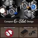Watch Winder, 6 Slots Automatic Watch Winders with Serenity Blue Backlight and Memory Foam Pad, Open Lid Tech, 4 Modes (Adapter Not Included)
