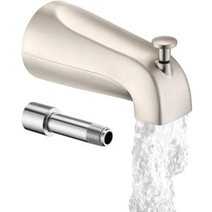All Metal Bathtub Spout with Diverter, 5.3 Inch Tub Spout, Fits 1/2" Copper Slip-On and 1/2" or 3/4" IPS Threaded Pipes, Easy Lift to Switch, Leak-Free, Easy DIY Installation, Brushed Nickel
