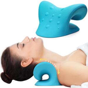 Cozyhealth Neck Stretcher for Neck Pain Relief, Neck and Shoulder Relaxer Cervical Traction Device Pillow for TMJ Pain Relief and Muscle Relax, Cervical Spine Alignment Chiropractic Pillow (Blue)