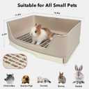 RUBYHOME Oversize Rabbit Litter Box with Drawer, Corner Toilet Box with Grate Potty Trainer, Bigger Pet Pan for Adult Guinea Pigs, Chinchilla, Ferret, Galesaur, Small Animals, 16.9 inch Long (White)