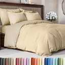 Duvet Cover King Size Set - Extra Soft King Duvet Cover 104" x 90" with 2 Pillow Shams - Hotel Luxury, Easy Care & Fade Free with Zipper Closures & Ties - Comfy, Cozy and Breathable (Heathered Tan)