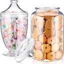 Nuogo 2 Pcs 1 Gallon Plastic Candy & Cookie Jar with Lids 128 oz Decorative Apothecary Jars Candy Buffet Containers Clear Airtight Food Storage Canister Home Decor Centerpiece (Bottle+cup Shape)