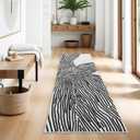 YIHOUSE Modern Hallway Runner Rug, 2x6 Runner Rugs, Black and White Rug Thin Non-Slip Washable Rugs, Soft Contemporary Striped Carpet for Entryway Indoor, Kitchen, Laundry, Bedroom