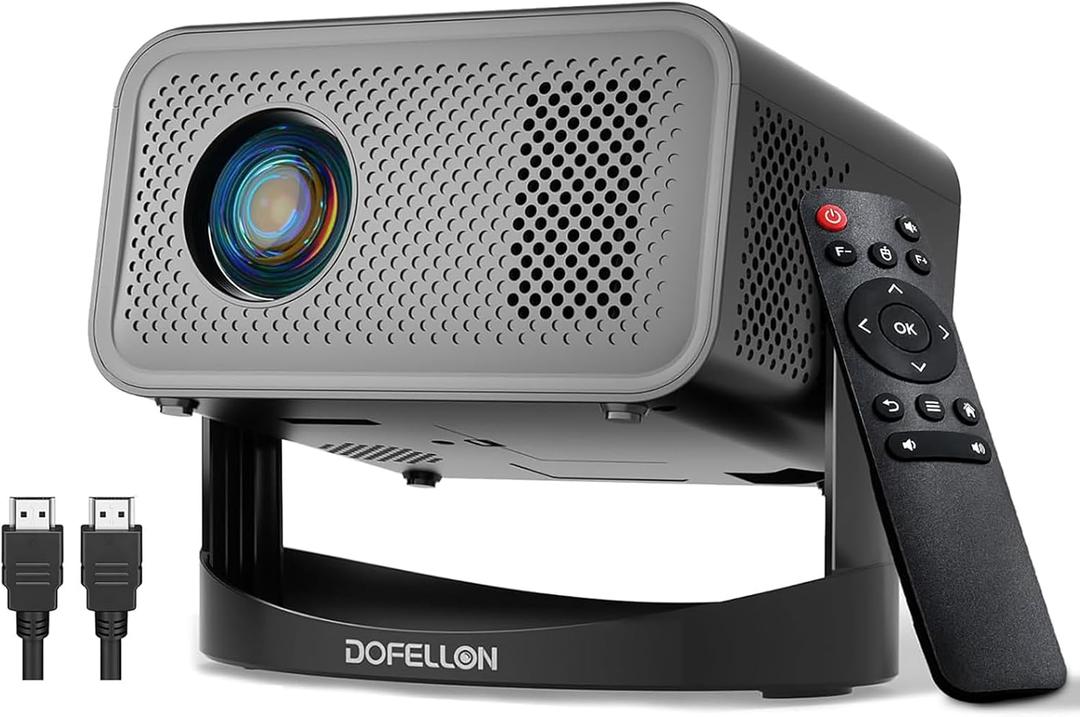 [Built-in Apps & 2026 Upgraded] Mini Projector with Wifi and Bluetooth Portable,Native 1080P 4K Support Auto Keystone Movie Projector Compatible with TV Stick/HDMI/USB, 360 for Bedroom, Outdoor Use