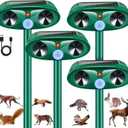 4 Pack Upgraded Sonic Fortress Pro Deer Repellent Cat Deterrent Outdoor Solar Ultrasonic Animal Repeller with Motion Sensor for Skunk Rabbit Raccoon Squirrel Fortress Pro for Yard Garden