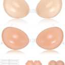 Ovlospa Sticky Push Up Bra for Women,Adhesive Invisible Silicone Lift Bra with Reusable Nipple Covers for Backless Dress, Size B cup