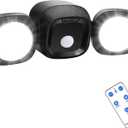 TOOWELL Battery Powered Flood Lights Outdoor with Remote - Security Lights Outdoor Motion Sensor IP65 Waterproof Wireless Flood Lights Outside for Garage Backyard Garden Patio Porch Stair (Black-1P)