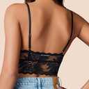 Avidlove Bralettes for Women V Neck Lace Camisole Y2K Tank Top Strappy Cami Unpadded Bra Lingerie Crop Tops Outfits (Black), Large