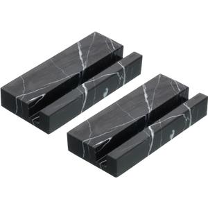 PATIKIL Business Card Holder for Desk, 2 Pack Marble Business Card Holders Stone Card Stand Organizer Cards Display for Office Exhibition, Black