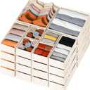 Criusia Drawer Organizer Clothes, 24 Pack Dresser Organizer Bins for Nursery Bedroom, Closet Organization and Storage Dividers for Clothing, Baby Clothes, Underwears, Socks (Beige)