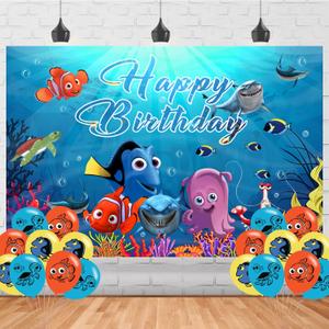 Finding Nemo Birthday Decorations,Finding Dory Backdrops for Party Decorations Supplies,Under Sea Happy Birthday Banner Backdrop for Party Supplies (5x3ft) Finding Nemo Birthday Decorations,Finding Dory Backdrops for Party Decorations Supplies,Under Sea Happy Birthday Banner Backdrop for Party Supplies (5x3ft)