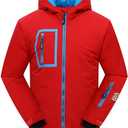PHIBEE Big Boy's Waterproof Breathable Snowboard Ski Jacket (8, Red)